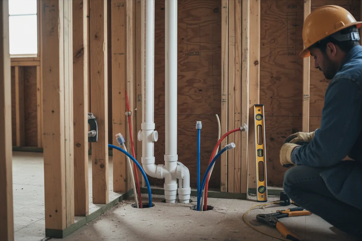 Drain and supply rough-in during Sump Pump Repair in New Melle