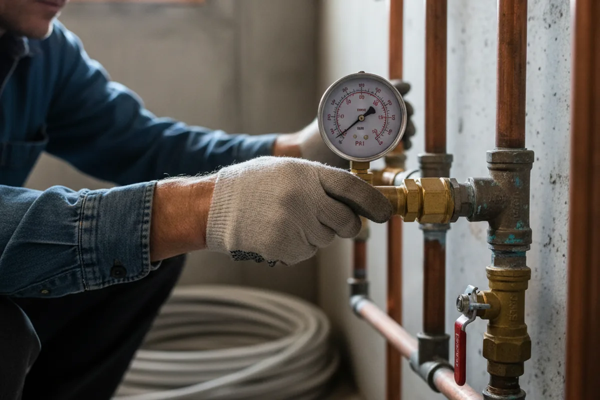 Pressure testing a repaired line during Water Line Repair in New Melle